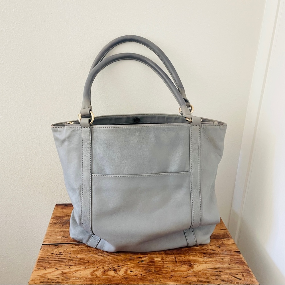 J. Crew Gray Leather Tote Bag Purse